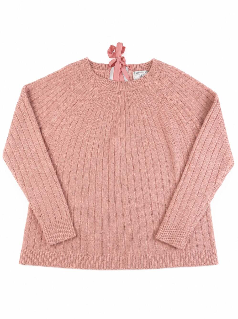 Pink Knit Sweater with Back Bow Detail Size S